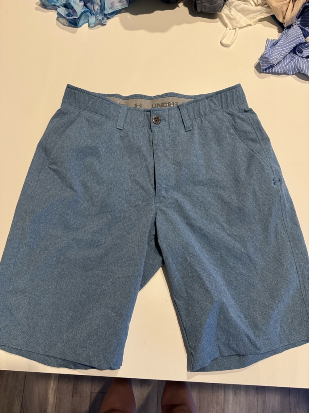 Under Armour Light Blue Flat Front Performance Shorts